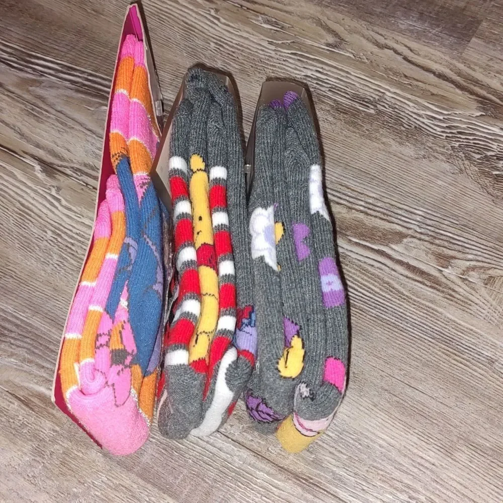 Disney tread socks tall thick socks Sz Adult 4-10 all new Eeyore Pooh Piglet